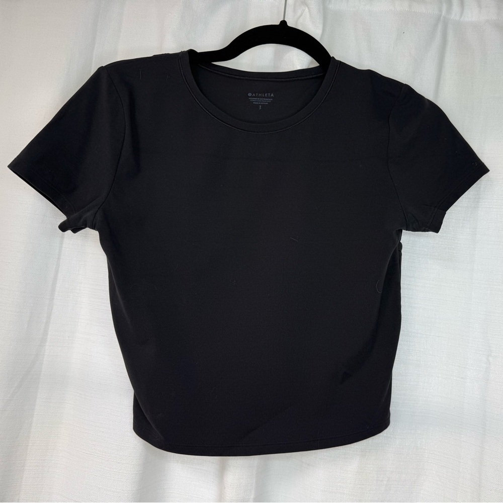 Athleta Black Short-Sleeve Crewneck Top Small